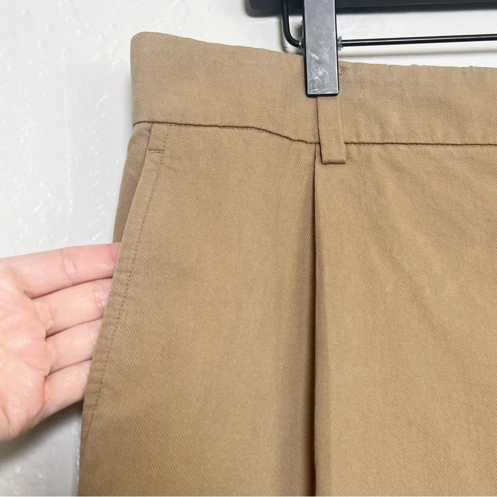 •VINCE• Washed‎ High Waisted Cotton Twill Shorts in Cocoon Khaki Beige Size 16
